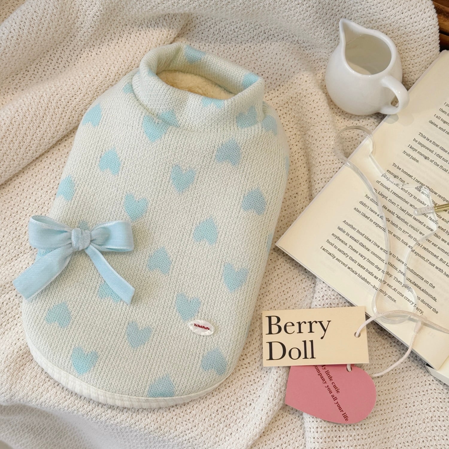 ふんわり裏ボアのハートニット 00755