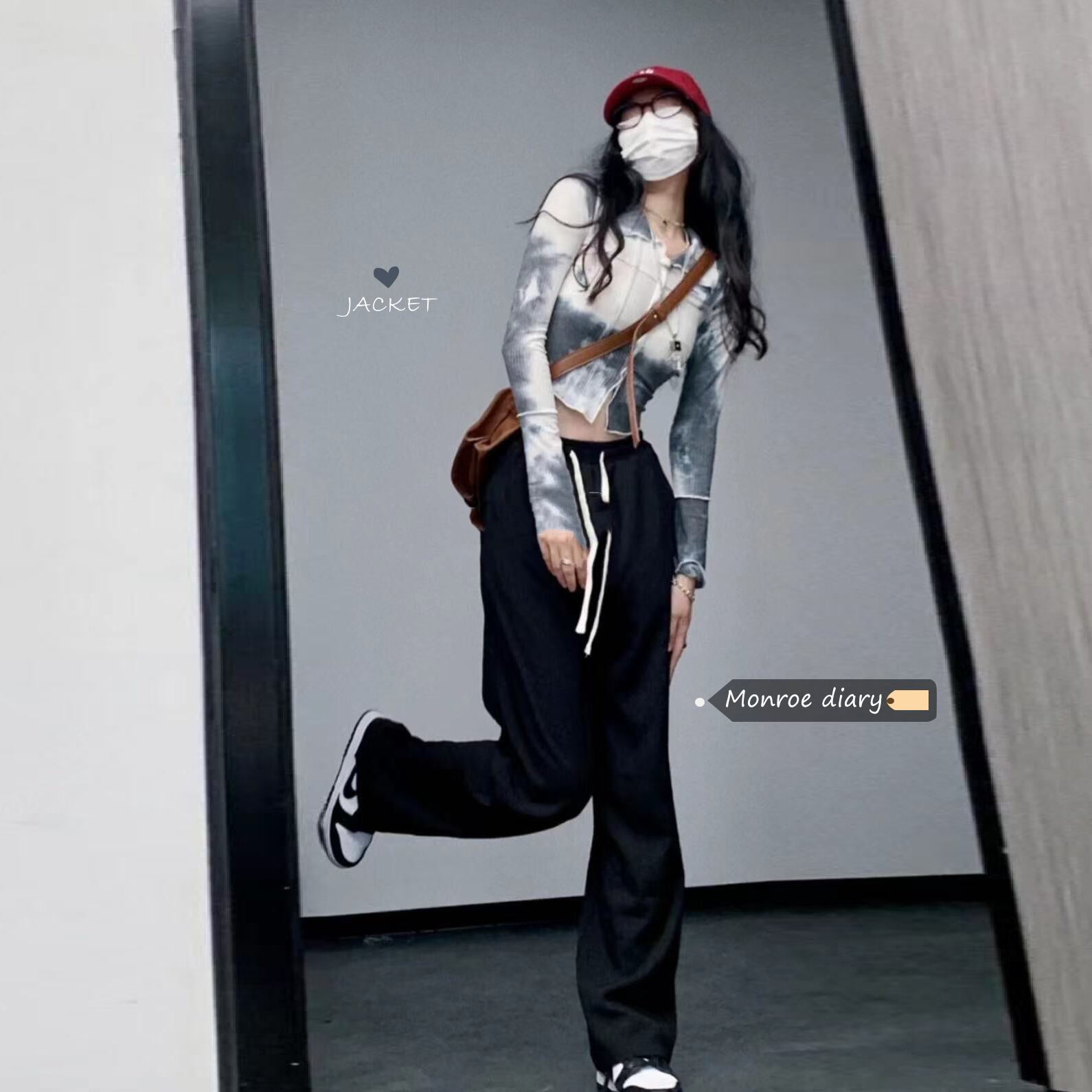 スタンダードカラースリムTシャツ オータムショート ロング レトロ 秋物 モンロー65819030877