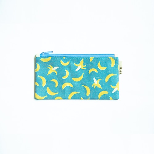 Ashi｜亜紙 Flat Pouch M＊Banana Blue 紙ポーチ フルーツ柄 バナナ ハンドメイド