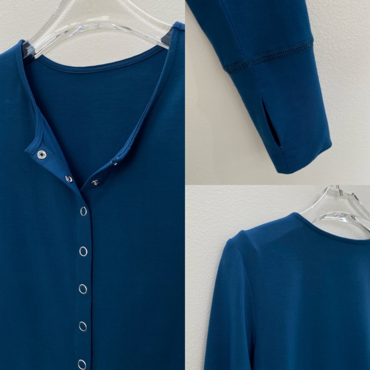 指穴クルーネックスナップボタンCD/ブルー