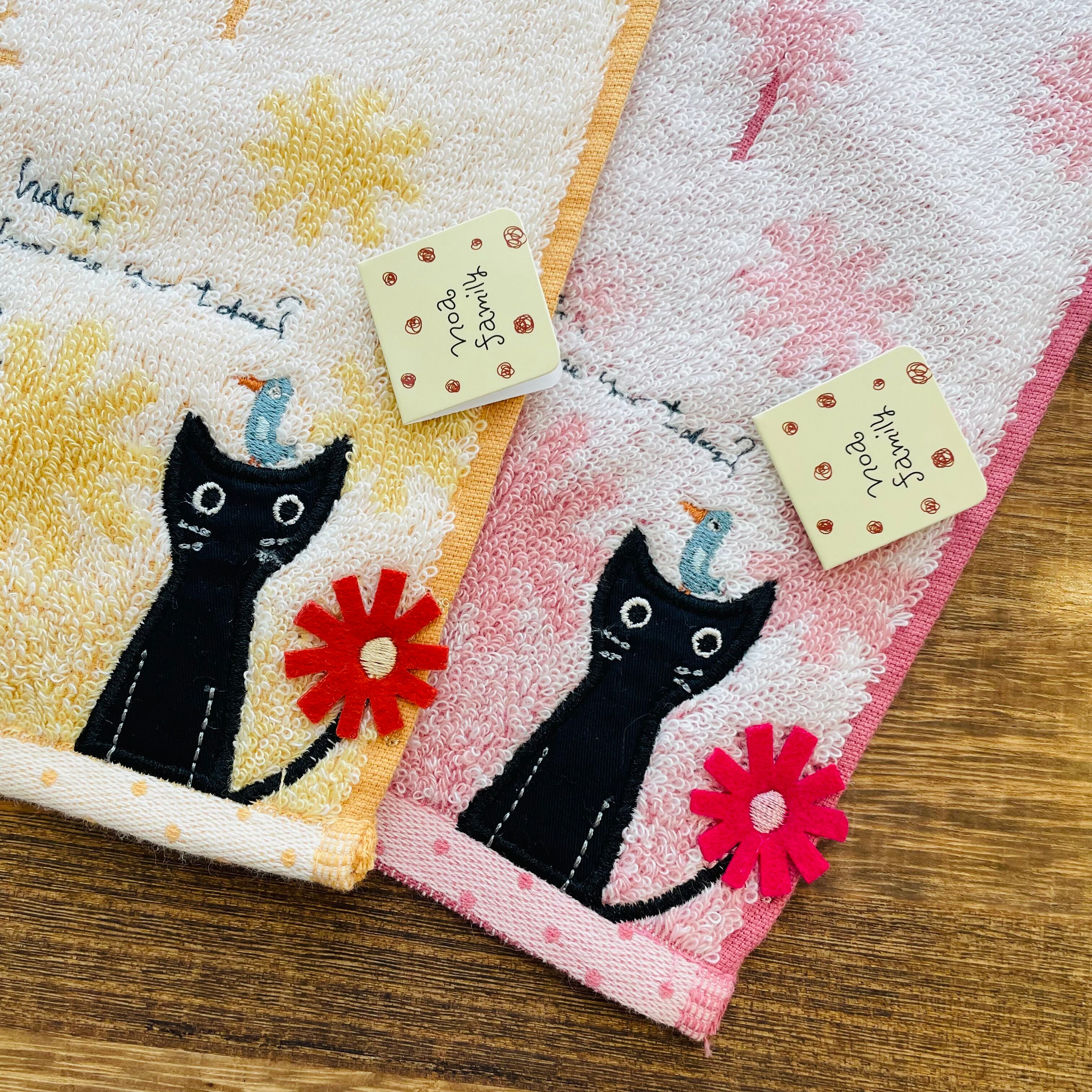 タオルハンカチ|ポポキャット ハンドタオル 猫雑貨 猫柄 猫グッズ 甘撚糸 ふわふわ プレゼント プチギフト 贈り物