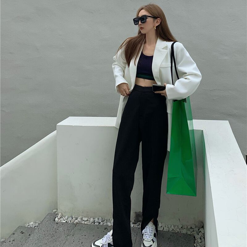 ネットレッドファッションスーツレディース2020年秋新作ルーズスーツジャケットカジュアルスプリットワイドレッグパンツツーピーストレンド ドラファッションホール90256612693