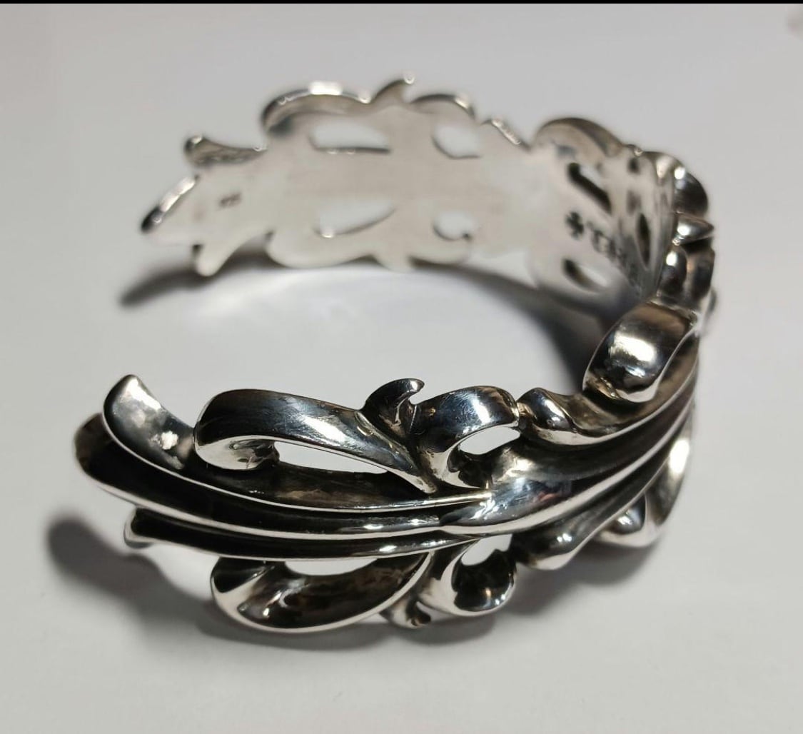 シルバー925ダブルフローラルクロスバングル / ブレスレット / カフバングル CHROME HEARTS クロムハーツ ダブルフローラルクロス カフ