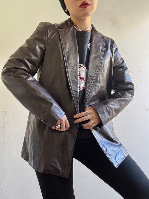 70-80s Vintage Leather Tailored Jacket