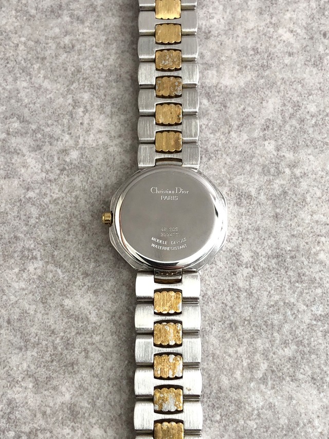 Christian Dior クリスチャン ディオール 腕時計 シルバー ゴールド オクタゴン SLV/48 206 クォーツ vintage ヴィンテージ オールド 87e3vc