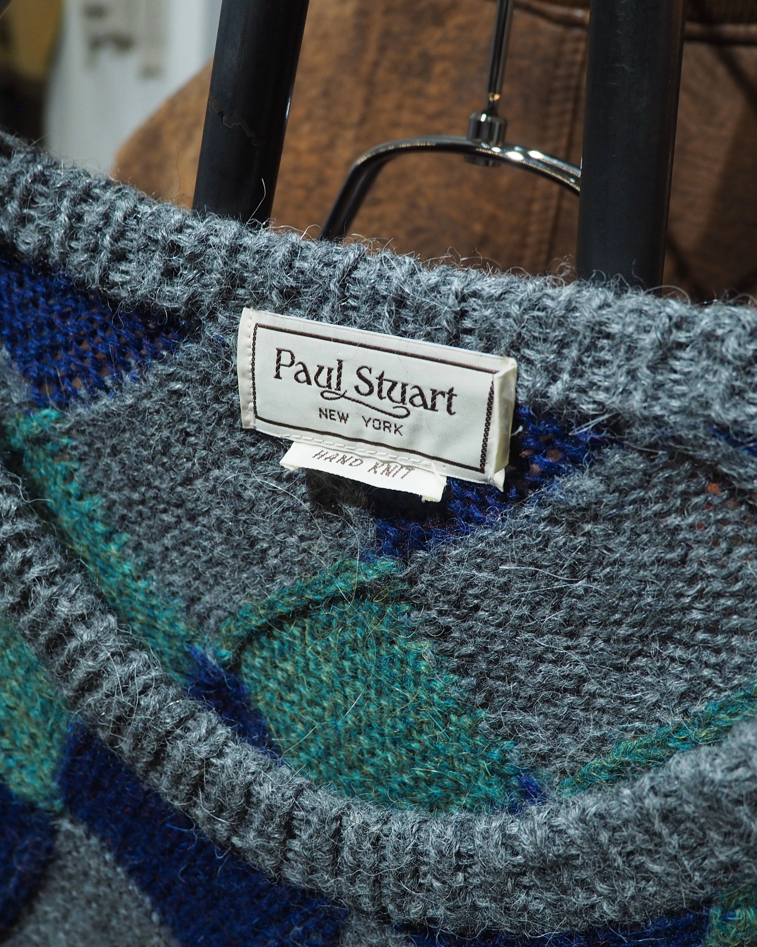 1980 - 90s " Paul Stuart - Handmade " Undulating Diamond Vintage Loose Knit