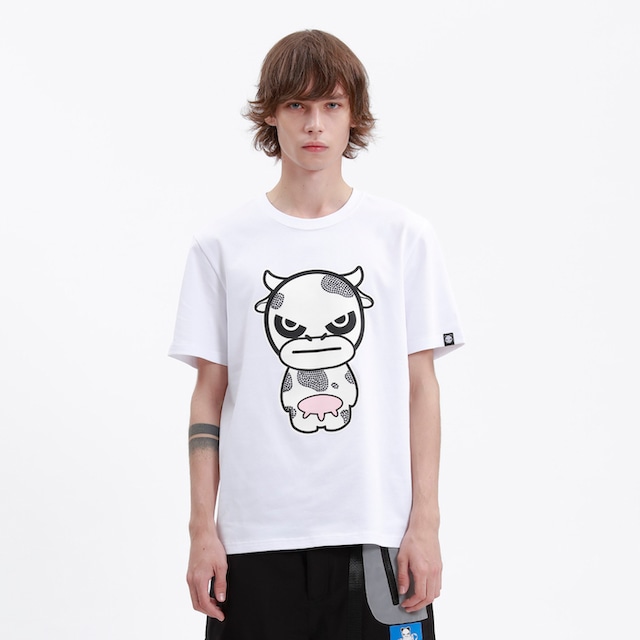 SALE 送料無料【HIPANDA ハイパンダ】メンズ Tシャツ MEN'S Year of the Ox PRINT SHORT SLEEVED T-SHIRT / WHITE・BLACK