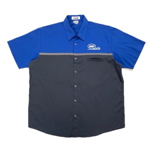 9426 ワークシャツ 半袖シャツ バイク 輸入古着 アメカジ 企業ロゴ  XL