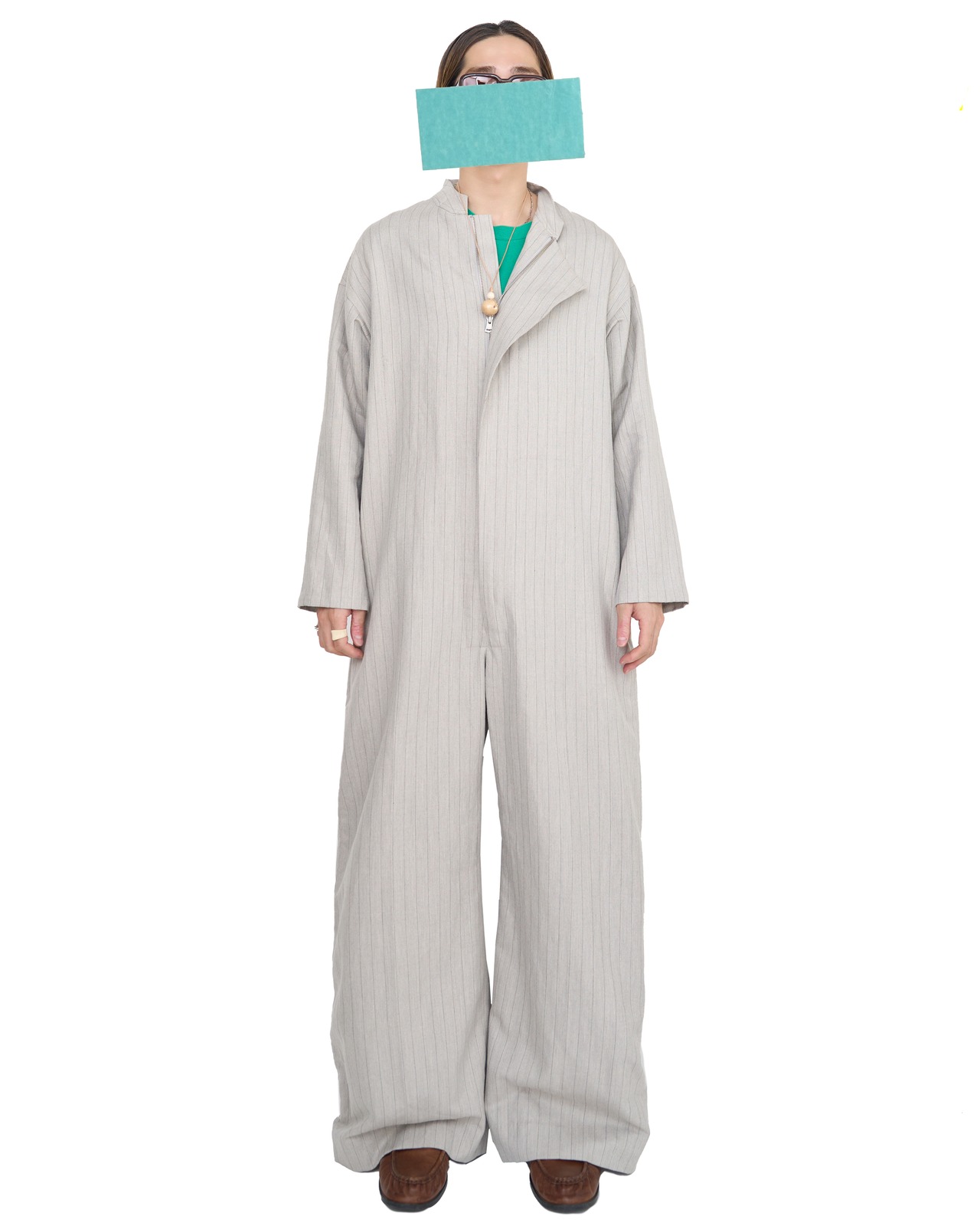 m's braque "ASSYMMETRIC ONE-SIDE LAPEL JUMP SUIT 〔NATURAL STRIPE〕"