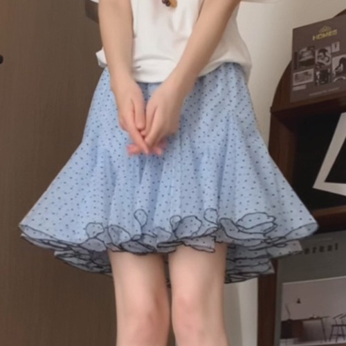 3色/シフォンドットフレアヘムスカート ・78556