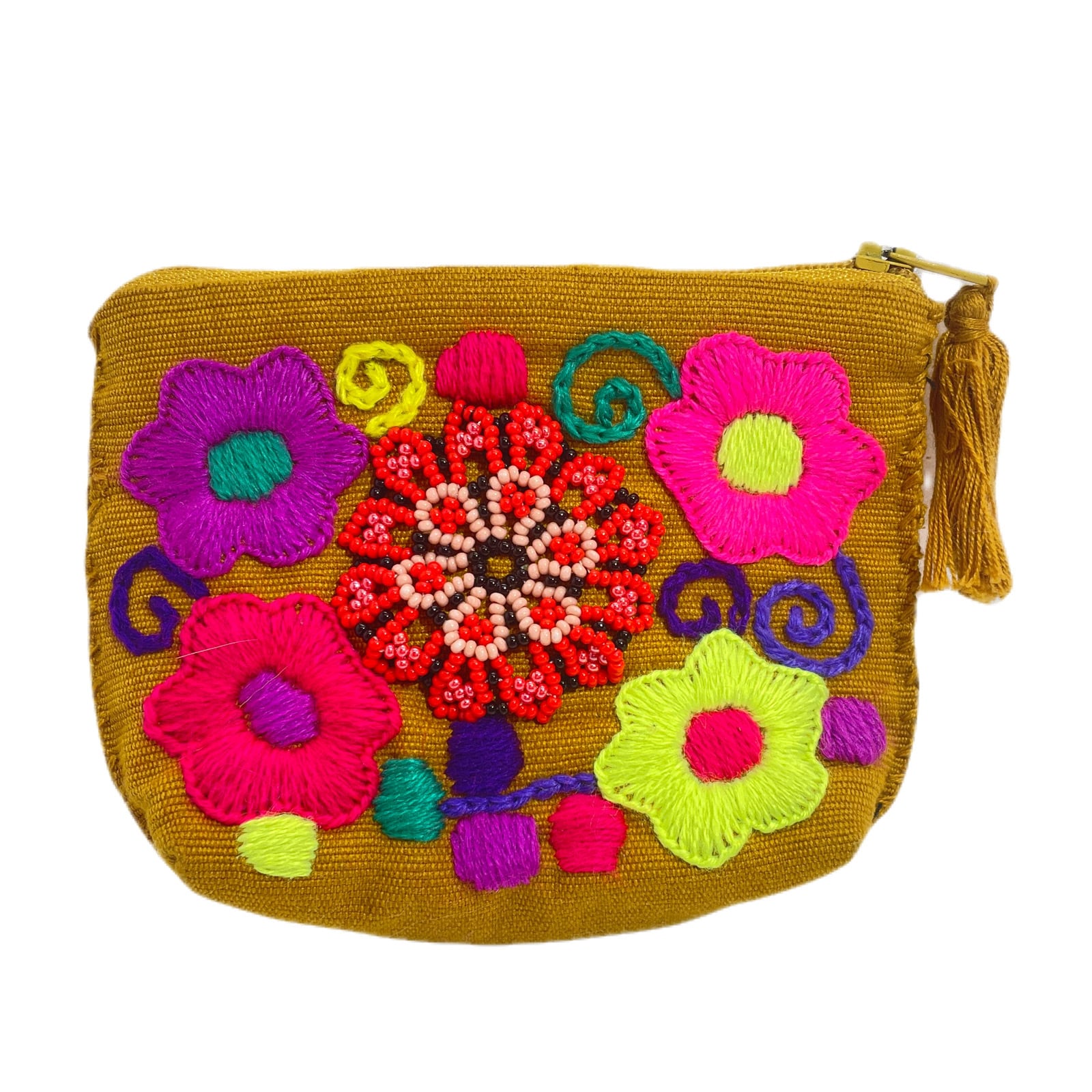メキシコシティ ビーズ刺繍のポーチ A Mexico city Bead Embroidery
