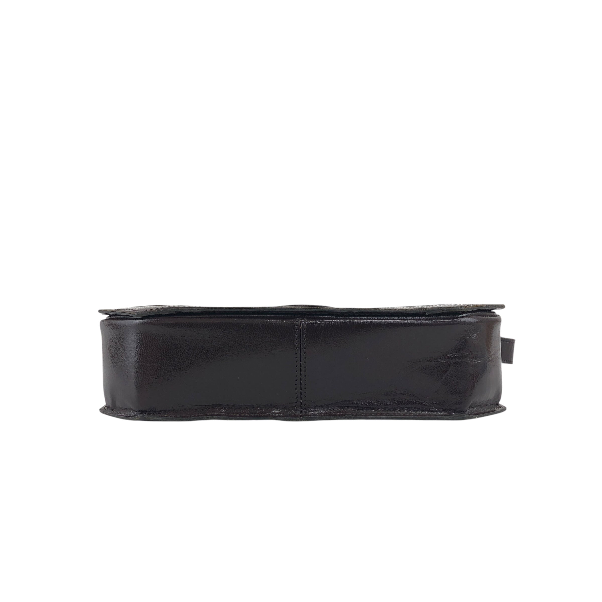 YSL ダークブラウン レザー ショルダーバッグ Yves Saint Laurent イヴ・サンローラン ショルダーバッグ