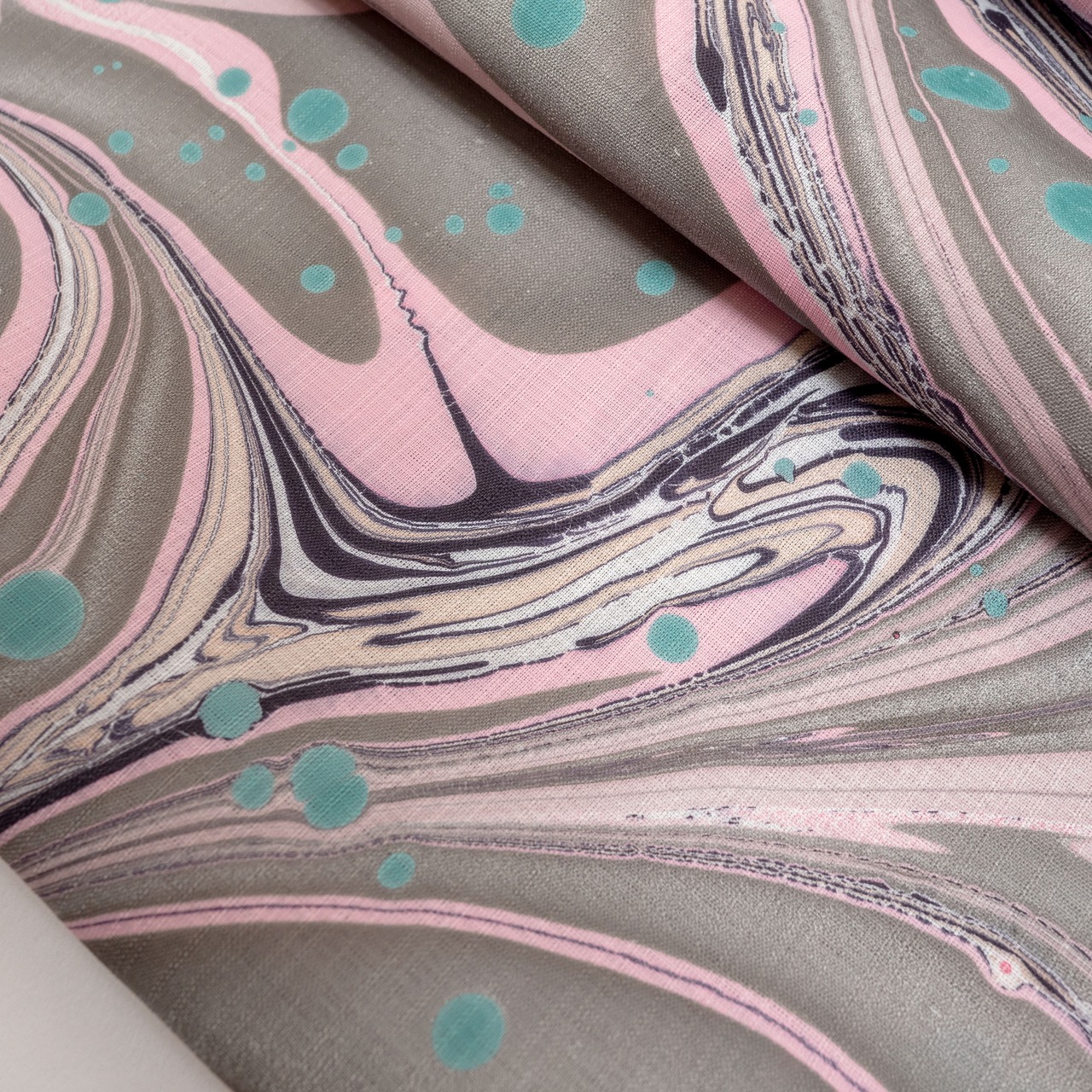 リバーシブル半巾帯 ［smokypink］蝶×ドット