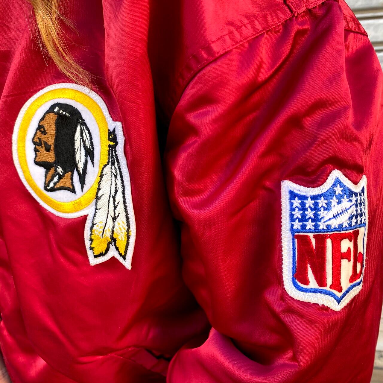 90年代 スターター NFL ナイロンスタジャン メンズXL 古着 USA製 STARTER ワシントン レッドスキンズ ワインレッド ワッペン 刺繍  90s ヴィンテージ ビンテージ【ナイロンジャケット】 | cave 古着屋【公式】古着通販サイト