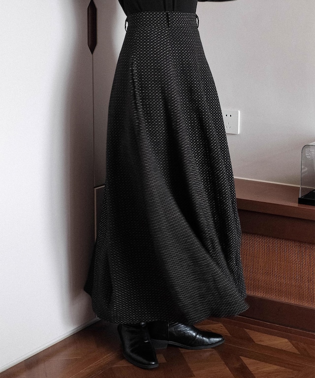 レトロフレンチフラワーミディスカート Q0471