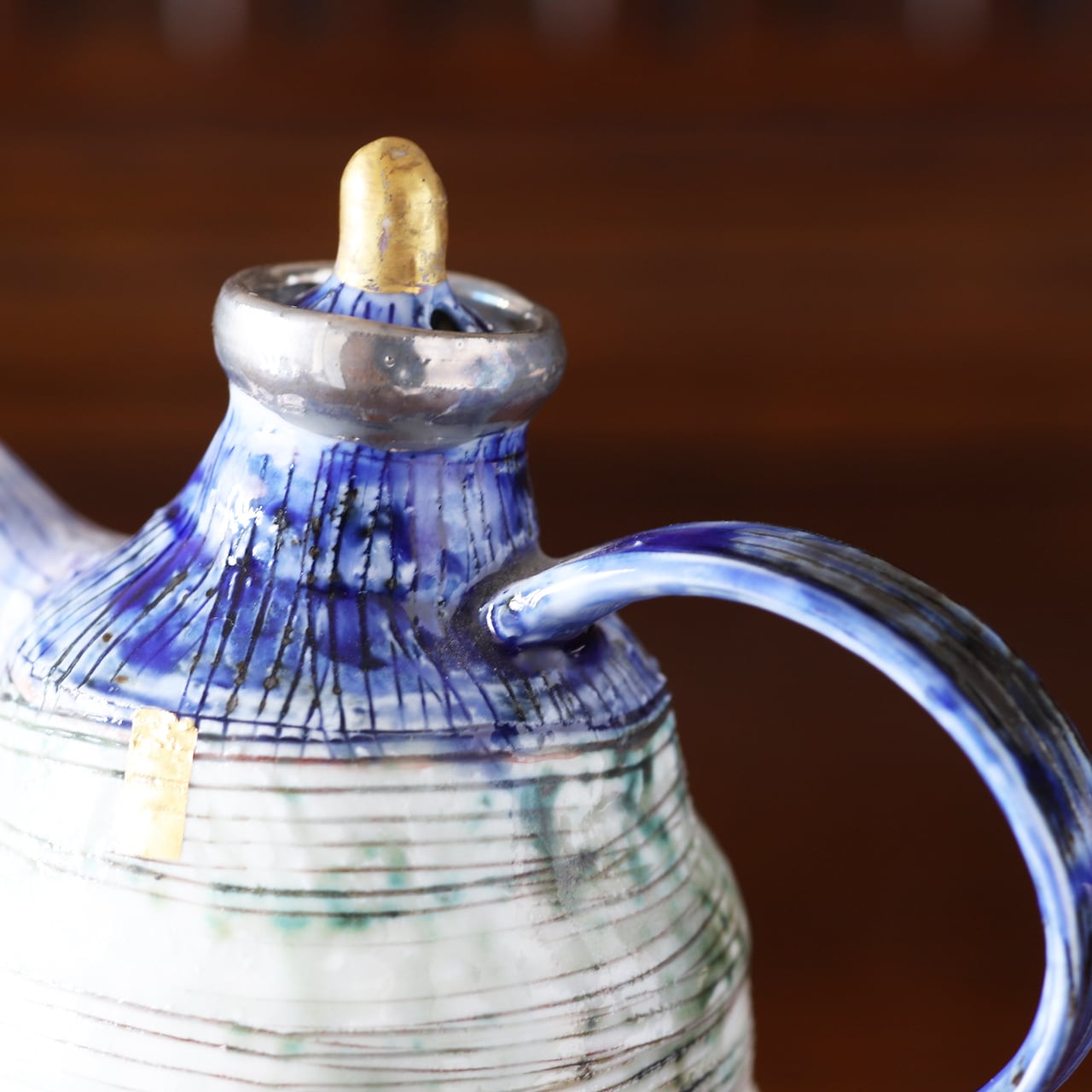 貞土窯【 瑠璃 酒器セット（注器1点・ぐい呑み2点） 】松尾貞一郎 貞