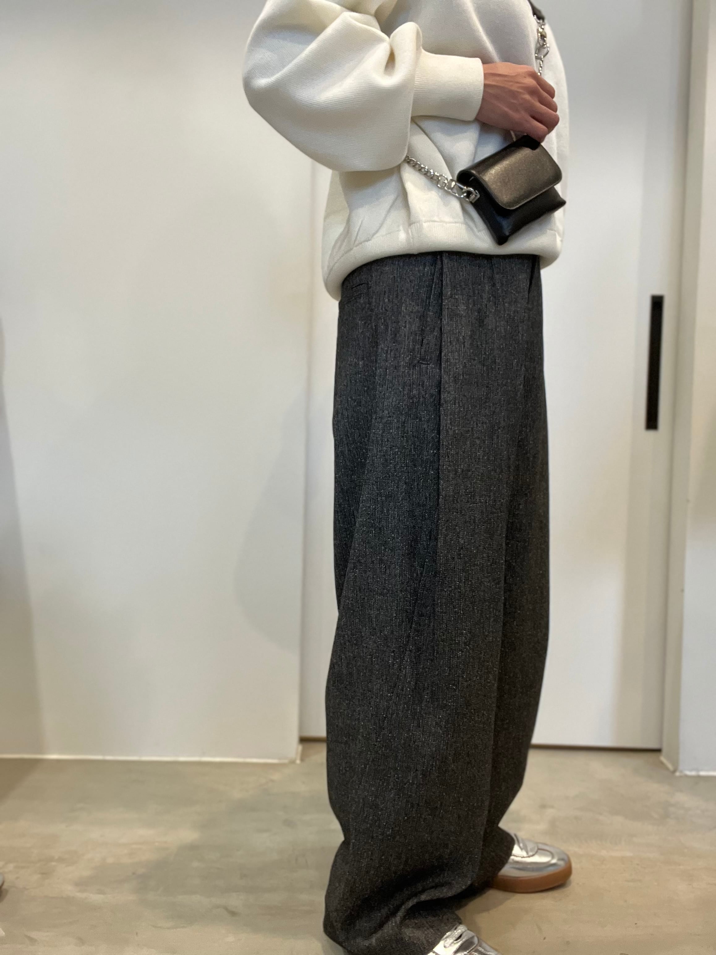 【PASSIONE】セットアップ可　杢ツイード調ツイルタックパンツ　536640