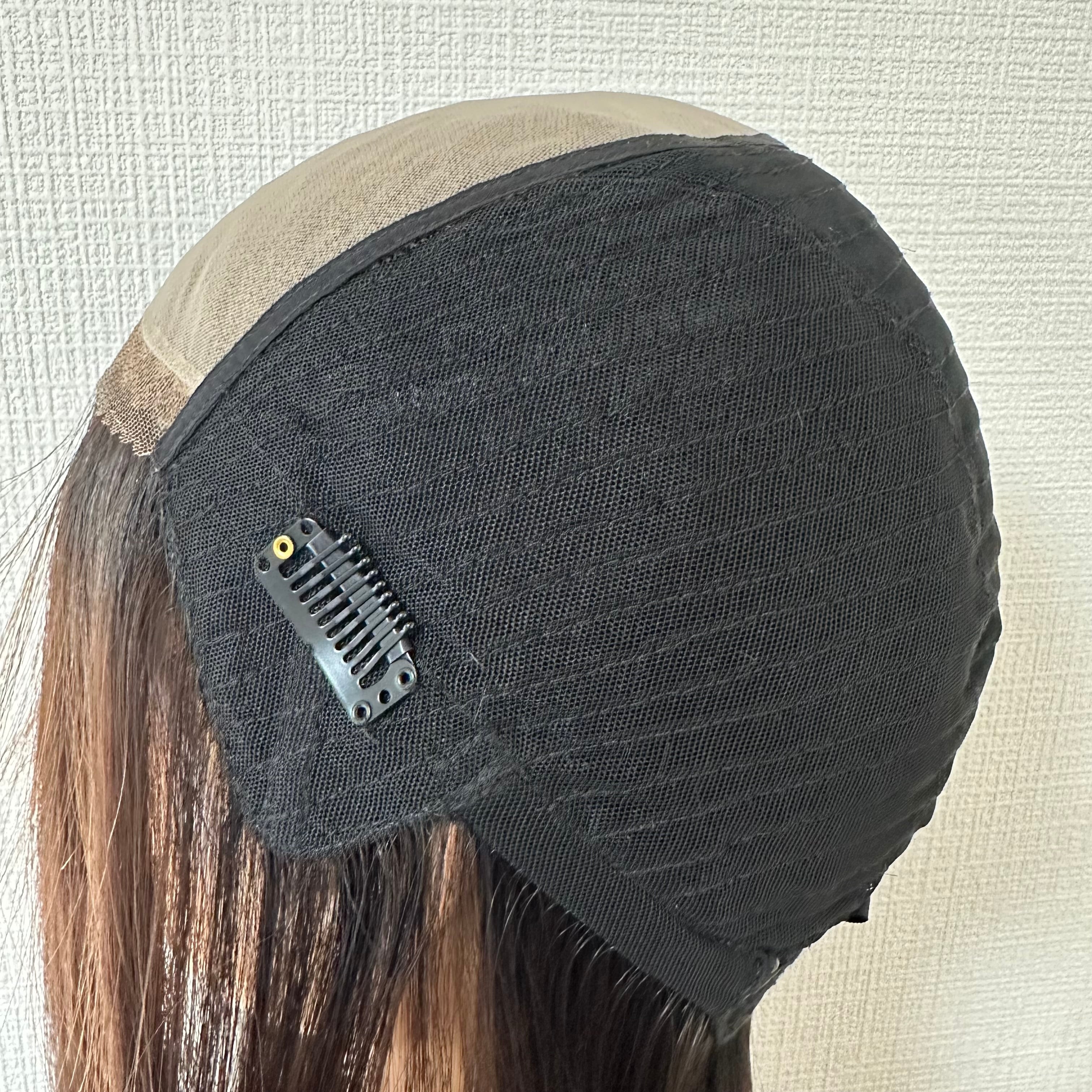 毛量減 羽ウィッグ 未カット 50cm ナチュラルブラックハイライト