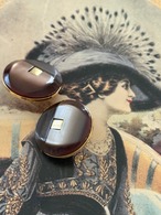 18mm Japanese ヴィンテージボタン ブラウン×ゴールド エレガントレトロ アクセサリーパーツ 装飾材 カルトナージュ