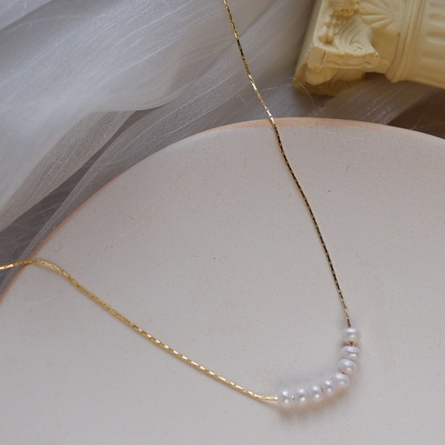 rice pearl gold necklace＜a1132＞