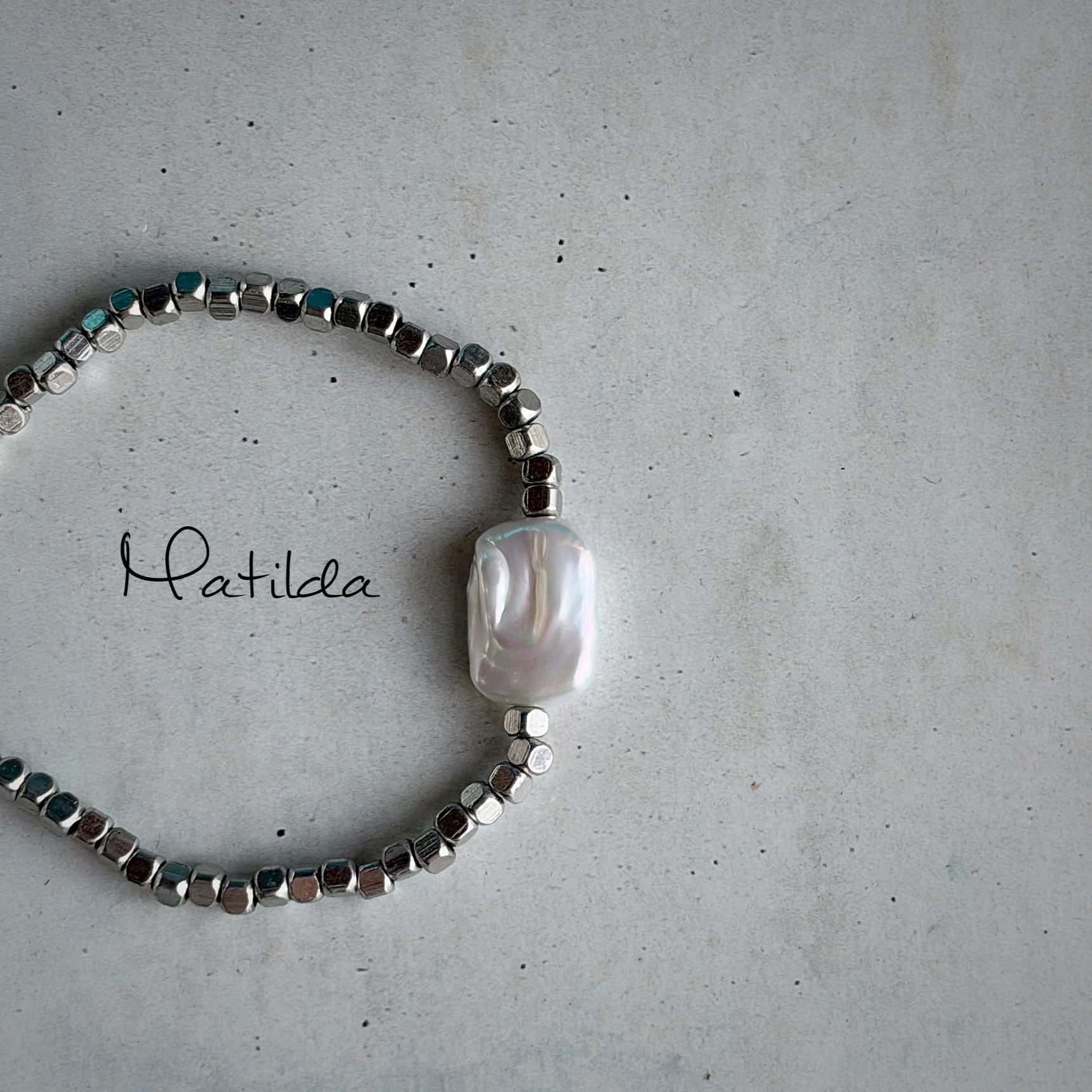 metal & stone bracelet(淡水パールB)