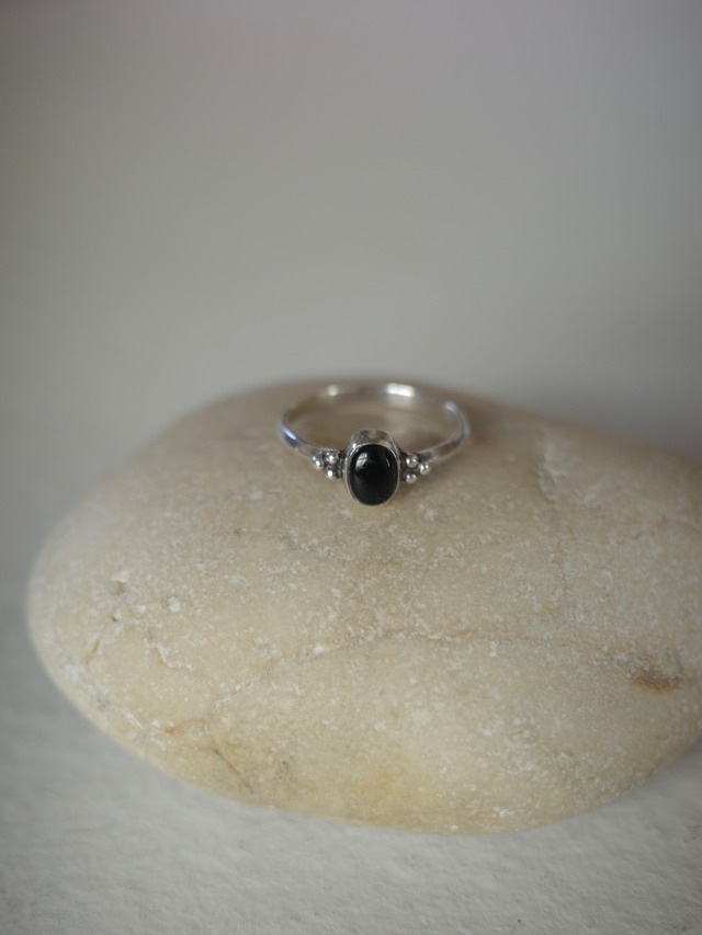 <vintage silver925>onyx beads ring