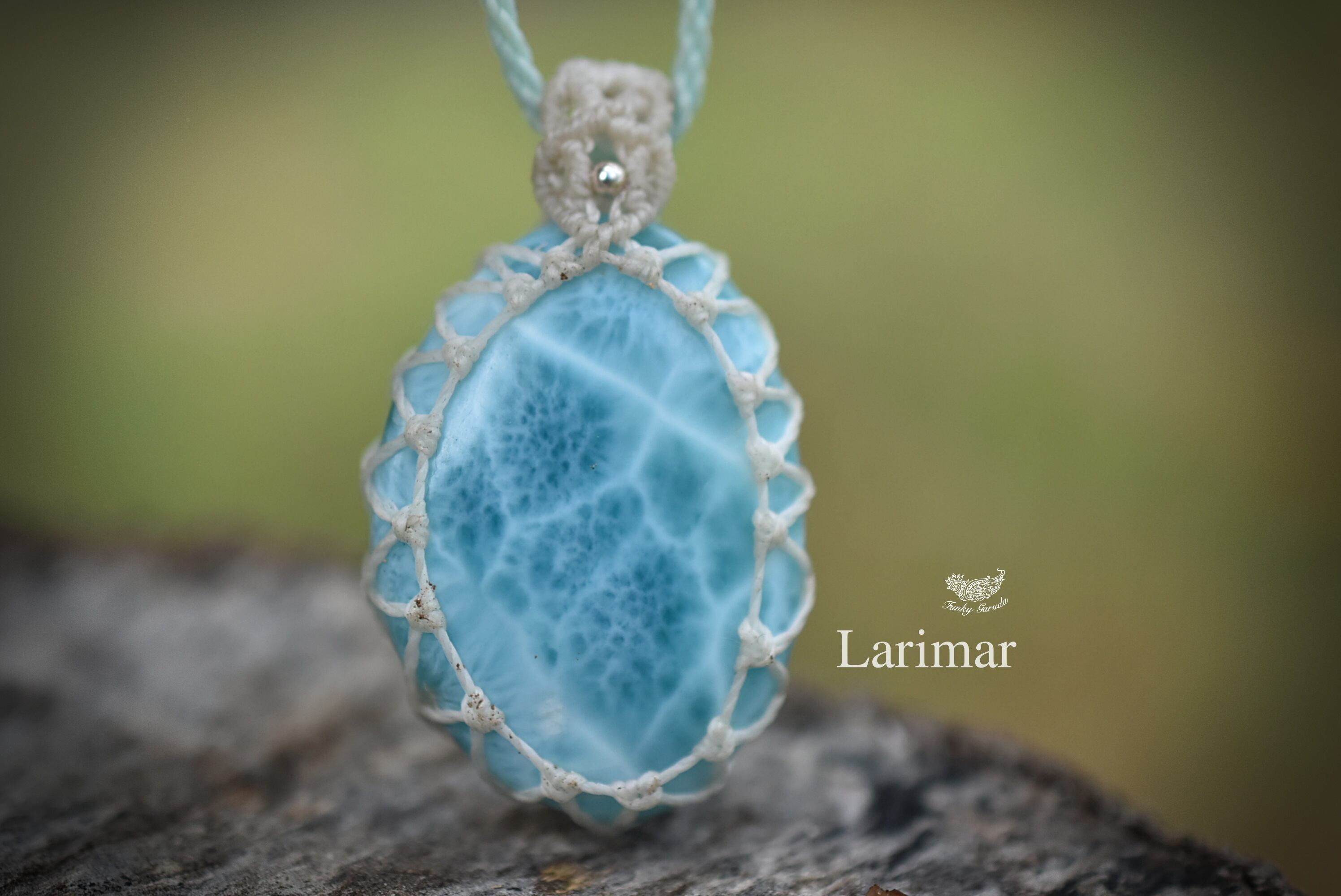 泡のしずく★ラリマー マクラメネックレス1203