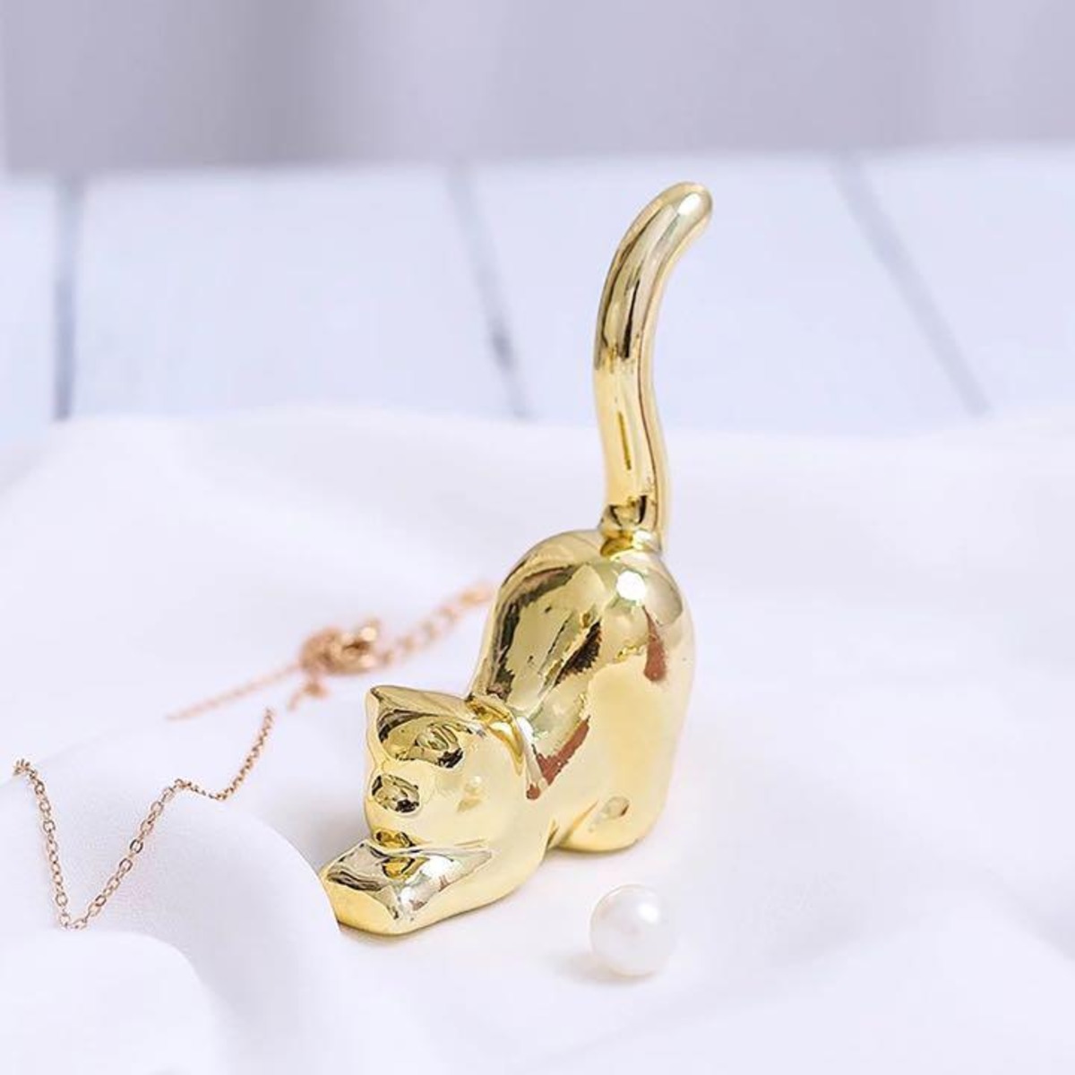ネコ ゴールド オブジェ アクセサリースタンド インテリア | 輸入雑貨 