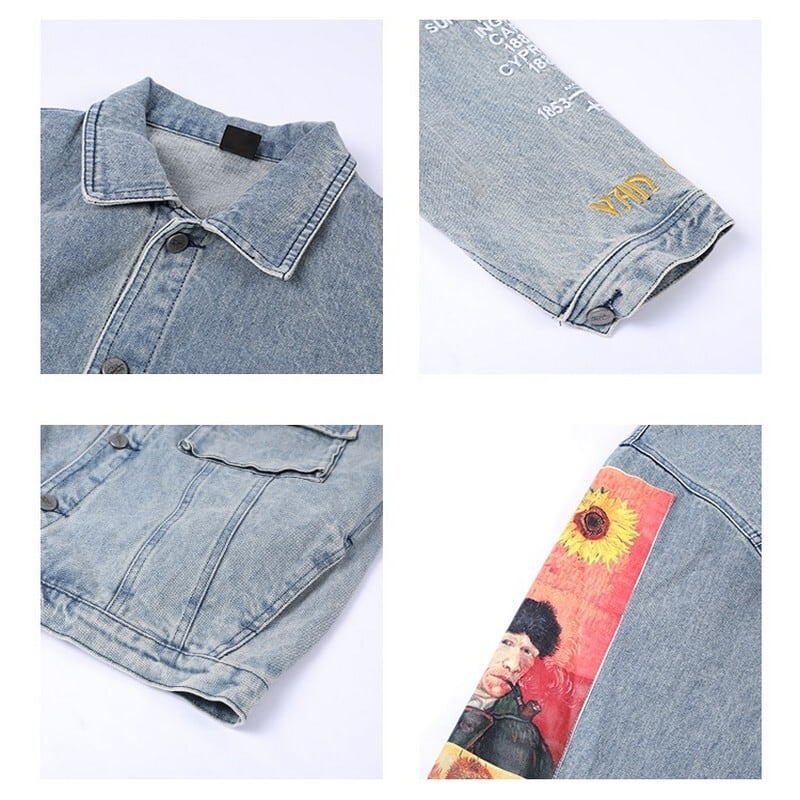 片袖プリント デニムジャケット Gジャン ユニセックス | Korean unisex