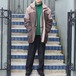 USA VINTAGE FAKE SUEDE 2TONE DESIGN HOODED COAT/アメリカ古着フェイクスウェード2トーンデザインフーデッドコート