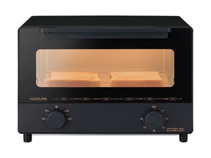 【在庫処分】 コイズミ オーブントースター 2枚焼き 1350W カーボンヒーター搭載 無段階温度調節 お手入れカンタン ブラック KOS-1302/K