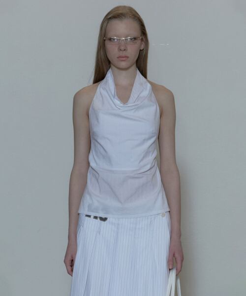 ★SCULPTOR★ Drape Backless Halter Top Coquette White SC24S2 2f6d253a5e83e5f314e5499cb1100b