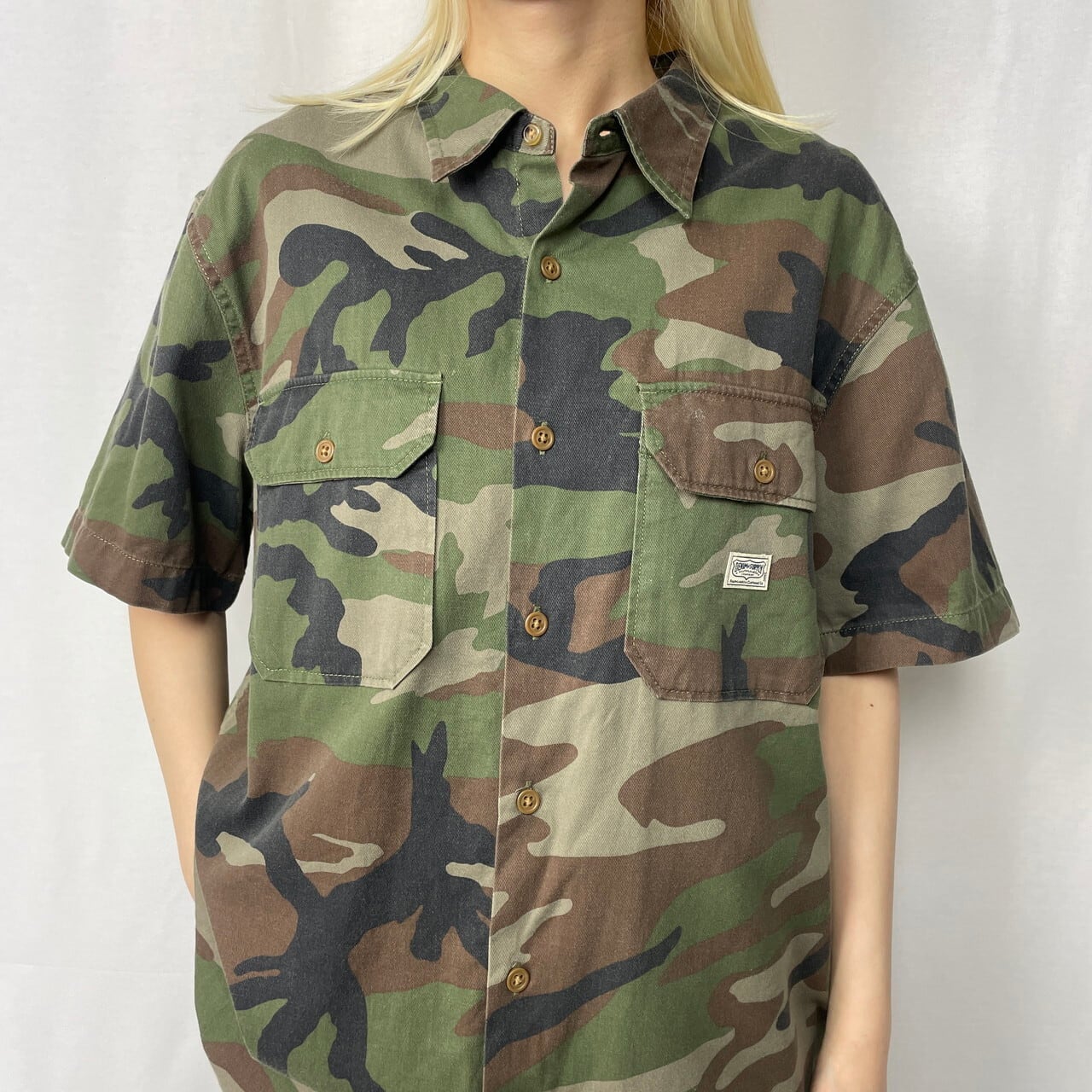 DENIM & SUPPLY デニム＆サプライ ワンポイントロゴ 迷彩 半袖シャツ 