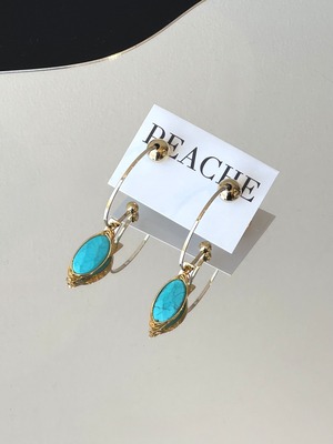oval turquoise drop gold hoop