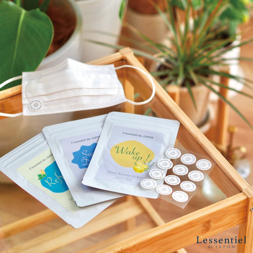 Mask Aroma Sticker 】3種類 12枚入り マスク アロマシール ｜朝 昼 夜