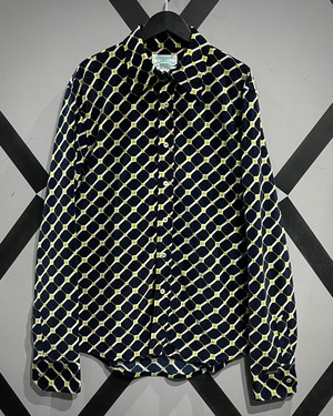 【X VINTAGE】70's “DIESEL” Geometric Pattern Vintage L/S Velour Shirt