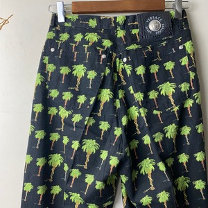 vintage VERSACE JEANS COUTURE palm tree×snake pattern black cotton pants