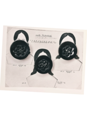 フランス 1900s 2.2c 幾何学の黒花とgalalithe製ボタンセットj アンティーク