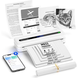 【新着特価】Itari M832-A4 モバイル携帯プリンター 300 DPIのアップグレーコピー機 家庭用portable printer熱転写 家庭用およびオフィス用のポータブル プリンター 複写機 8.26x11.69 A4 感熱紙をサポート Bluetooth接続対応 Android IOS 電話 ラップトップ（白）
