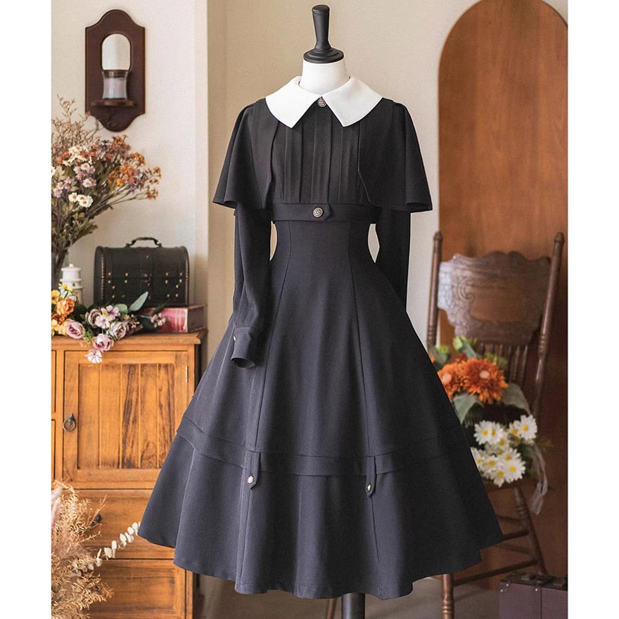 控えめ ワンピース フェイクツーピース クラロリ アラサーファッション Forestシリーズ