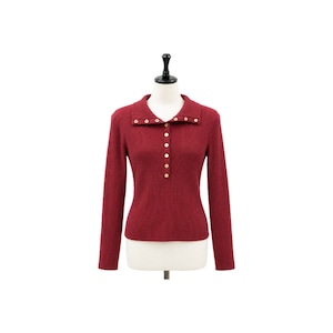 Gold button rib knit tops