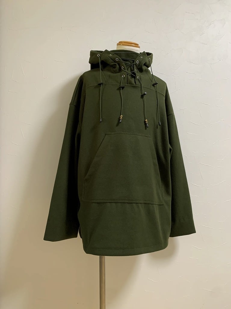 Lace-Up Design Solid Color Hooded Anorak Jacket