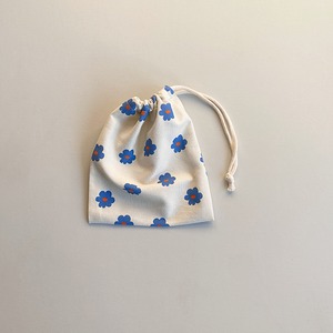 コップ袋〈ajisai アジサイ ブルー〉花 レトロ かわいい 入園 入園グッズ ランチ コップ 巾着 男の子 女の子
