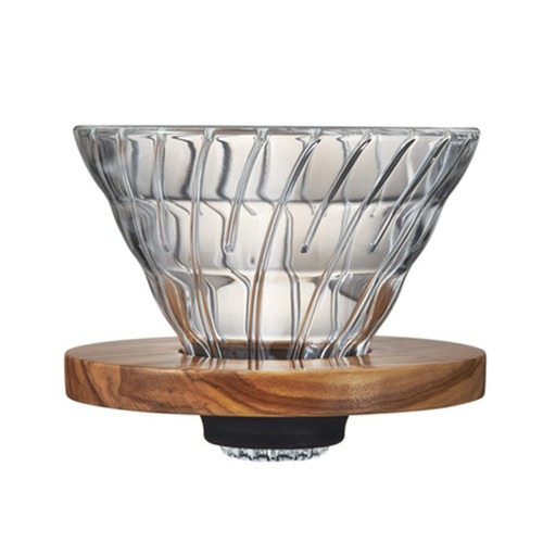 HARIO　V60耐熱ガラス透過ドリッパー オリーブウッド1〜4杯用
