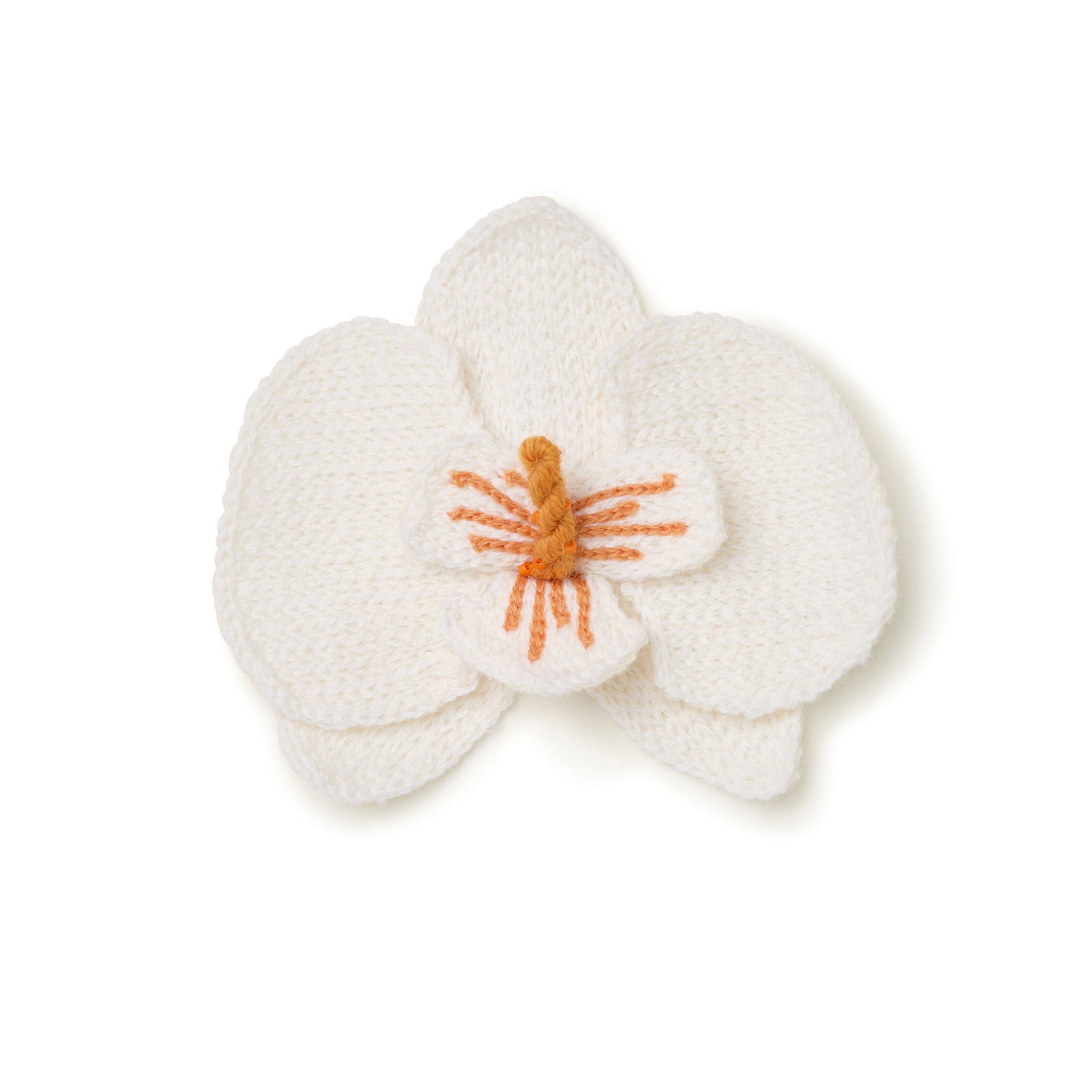 ALANUI ORCHID EMBROIDERED BROOCH WHITE