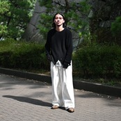 Leh(レー)GANKO別注×damage waffle L/S sweater コーディネート