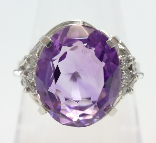 【SOLD OUT】大粒アメシスト　ダイヤリング　3.14ct　0.06ct　プラチナ　～Large Amethyst Diamond 3.14ct 0.06ct Platinum～