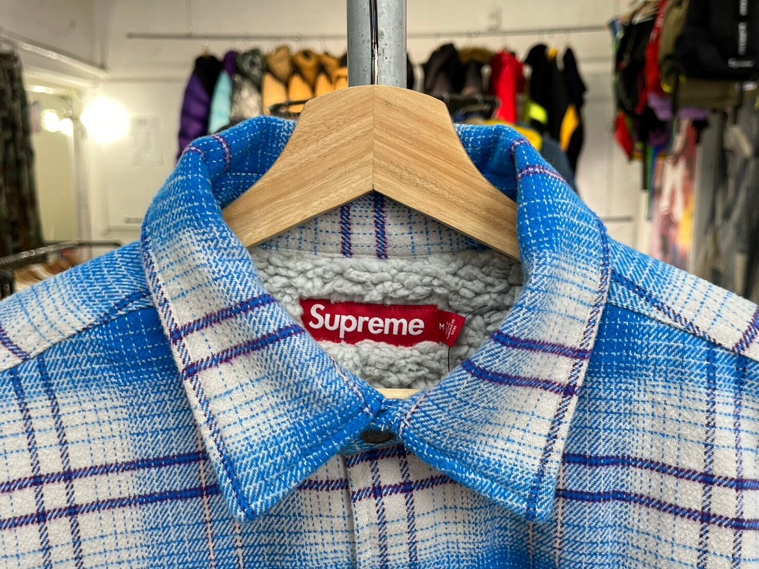 Supreme LINED FLANNEL SNAP SHIRT BLUE MEDIUM 85758 | BRAND BUYERS 