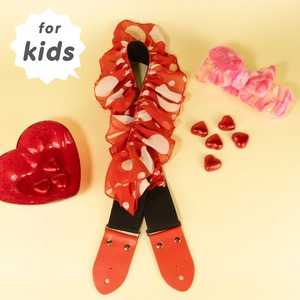 【キッズ】水玉フリルギターストラップ　レッド×ホワイト