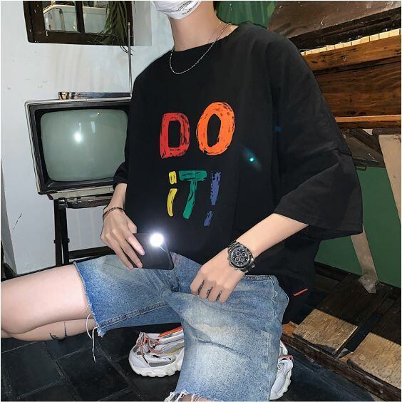 全3色 カットソー ビッグシルエット ロゴ カジュアル メンズ